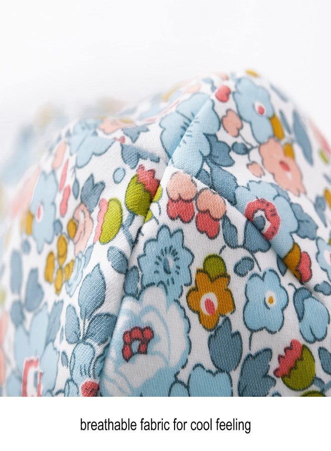 pureborn Baby Girl Sun Hat Infant Girl's Bucket Hat Cotton Sun Protection Cap 0-3 Months Floral Blue - Image 3